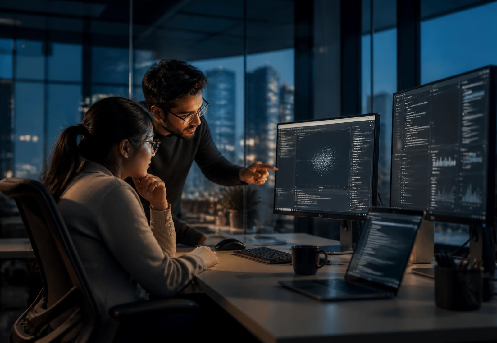 IQTEC engineers reviewing software together